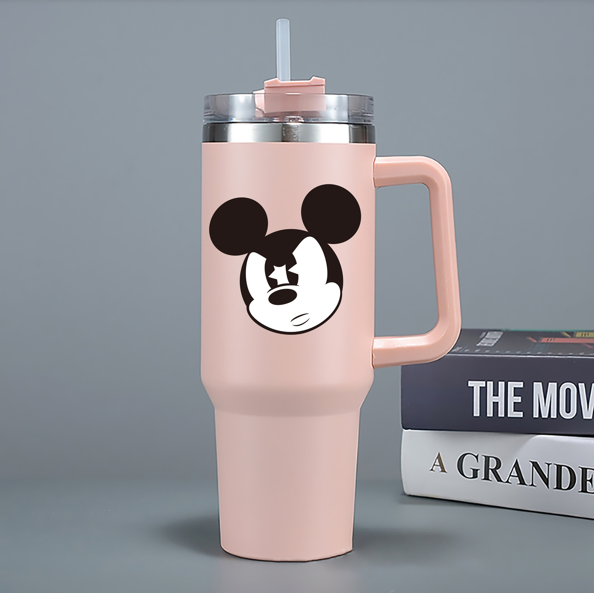 （画像用） ミッキーマウス Mickey Mouse 1200mL車用タンブラー - クリスタルステッカー（プラスチックストロー付き）